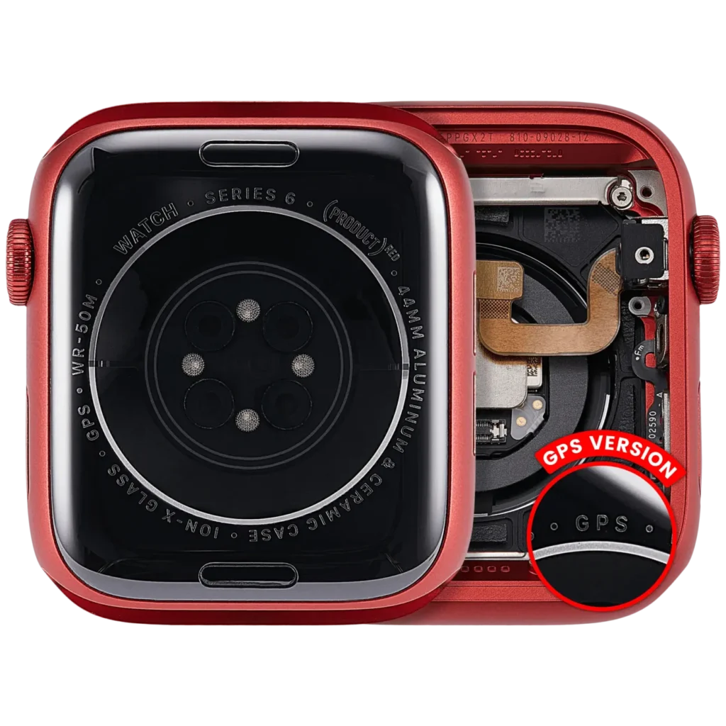 Housing Assembly Compatible For Watch Series 6 (44MM) (Used OEM Pull: Grade A) (GPS Version) (Aluminum / Red)