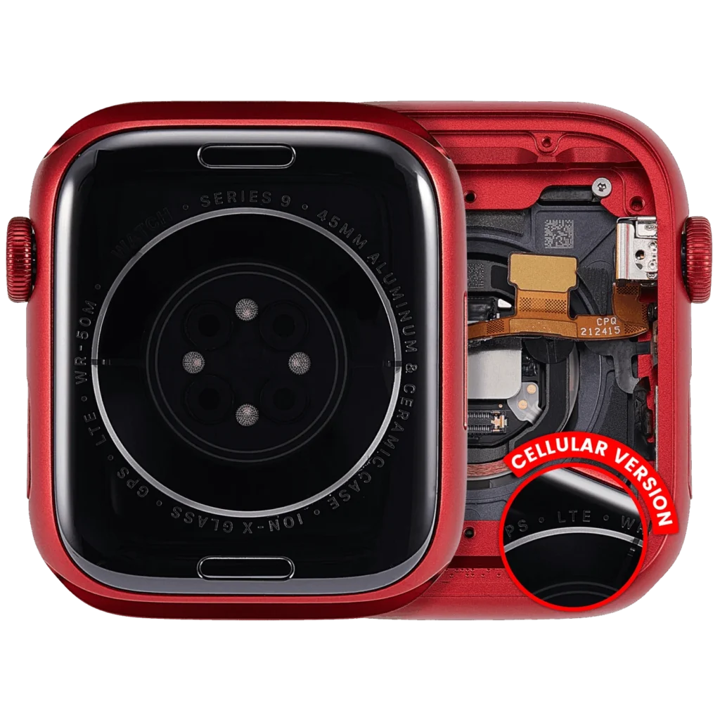 Housing Assembly Compatible For Watch Series 9 (45MM) (Used OEM Pull: Grade A) (Cellular Version) (Aluminum / Red)