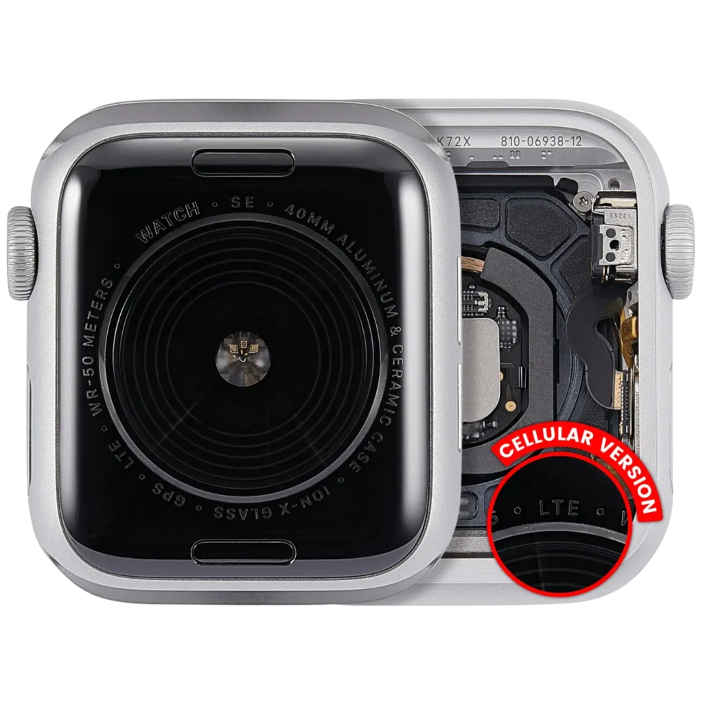 Housing Assembly Compatible For Watch Series SE 1st (40MM) (Used OEM Pull: Grade A) (Cellular Version) (Aluminum / Silver)