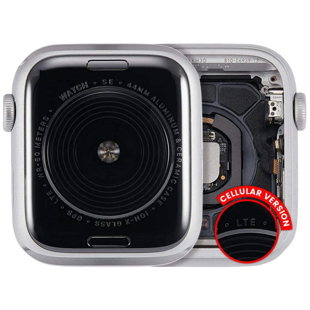 Housing Assembly Compatible For Watch Series SE 1st (44MM) (Used OEM Pull: Grade A) (Cellular Version) (Aluminum / Silver)