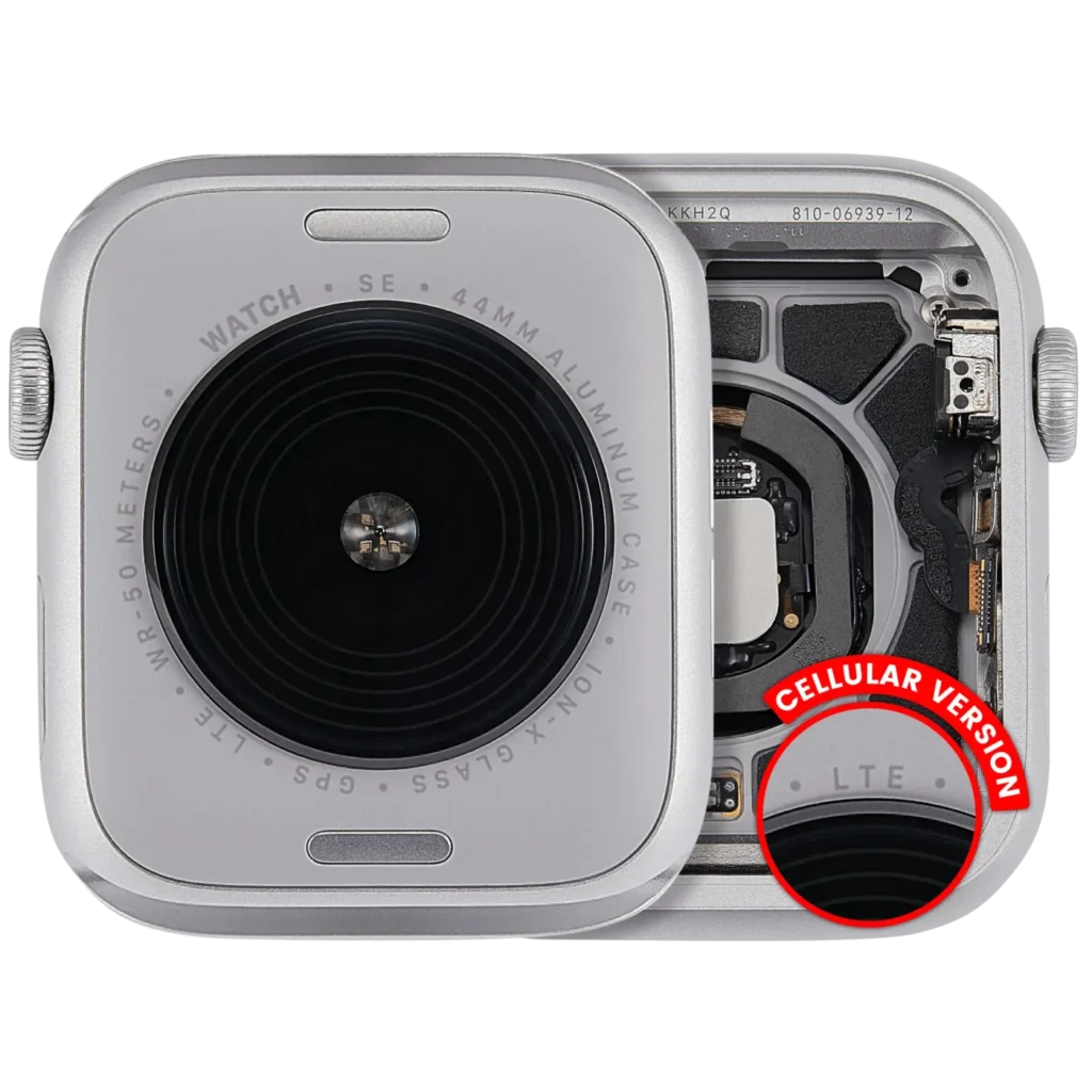 Housing Assembly Compatible For Watch Series SE 2nd (44MM) (Used OEM Pull: Grade A) (Cellular Version) (Aluminum / Silver)