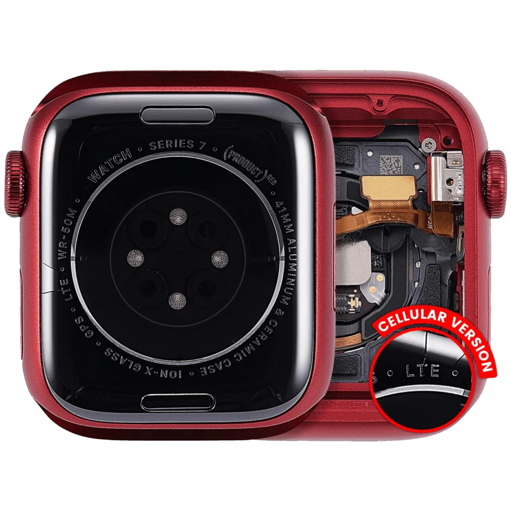 Housing Assembly Compatible For Watch Series 7 (41MM) (Used OEM Pull: Grade A) (Cellular Version) (Aluminum / Red)