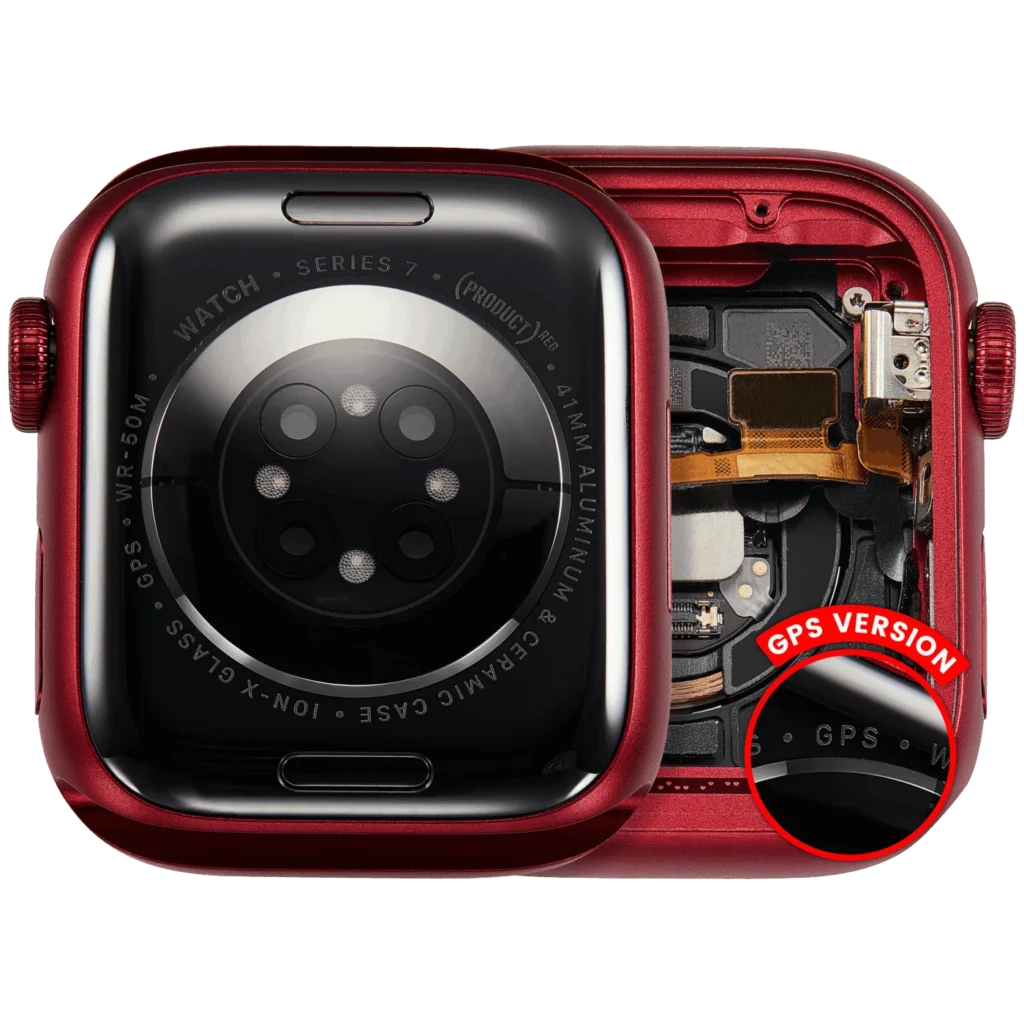 Housing Assembly Compatible For Watch Series 7 (41MM) (Used OEM Pull: Grade A) (GPS Version) (Aluminum / Red)