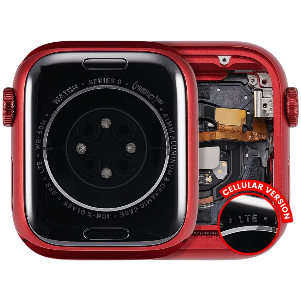 Housing Assembly Compatible For Watch Series 8 (41MM) (Used OEM Pull: Grade A) (Cellular Version) (Aluminum / Red)