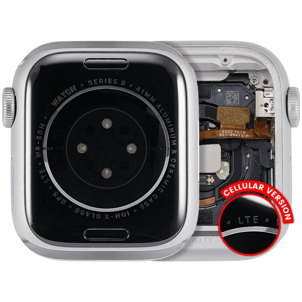 Housing Assembly Compatible For Watch Series 8 (41MM) (Used OEM Pull: Grade A)) (Cellular Version) (Aluminum / Silver)