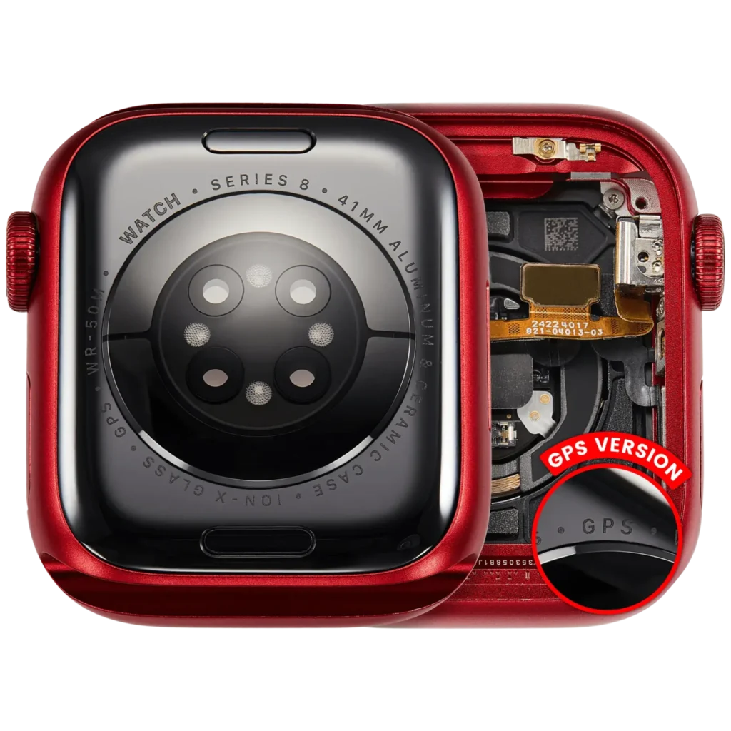 Housing Assembly Compatible For Watch Series 8 (41MM) (Used OEM Pull: Grade A) (GPS Version) (Aluminum / Red)