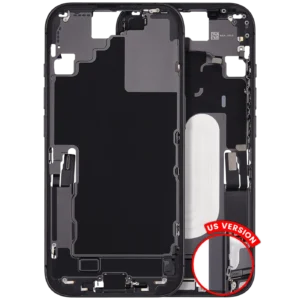 Mid-Frame Housing W/ Charging Port Flex & Small Parts For iPhone 17 (US Version) (Used OEM Pull: Grade A) (Black)