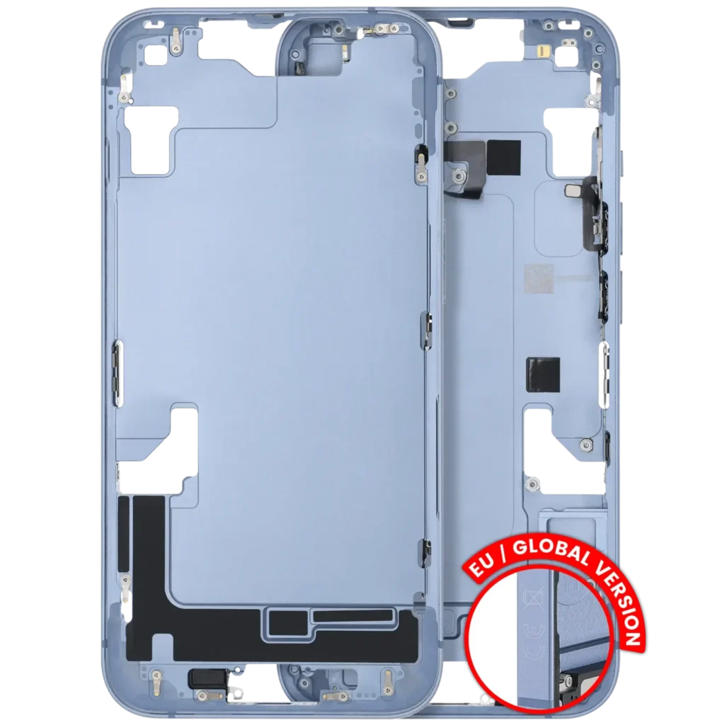 Mid-Frame Housing W/ Small Parts For iPhone 14 (EU / Global Version) (Used OEM Pull: Grade C) (Blue)