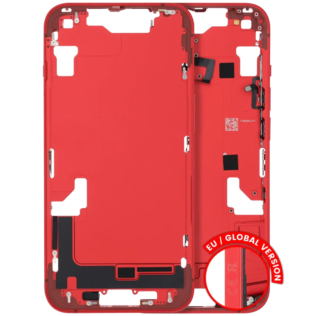 Mid-Frame Housing W/ Small Parts For iPhone 14 (EU / Global Version) (Used OEM Pull: Grade B) (Red)