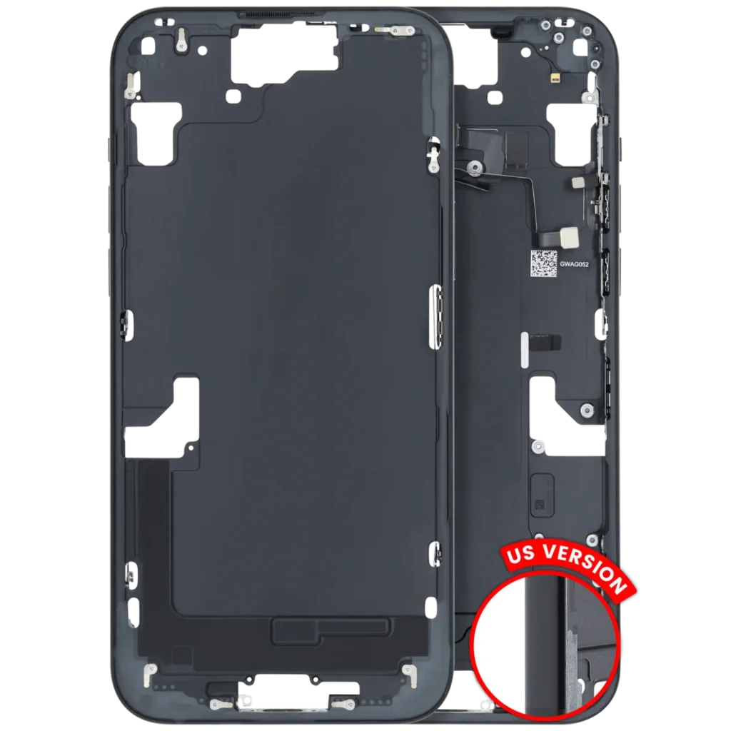 Mid-Frame Housing W/ Small Parts For iPhone 15 Plus (US Version) (Used OEM Pull: Grade C) (Black)