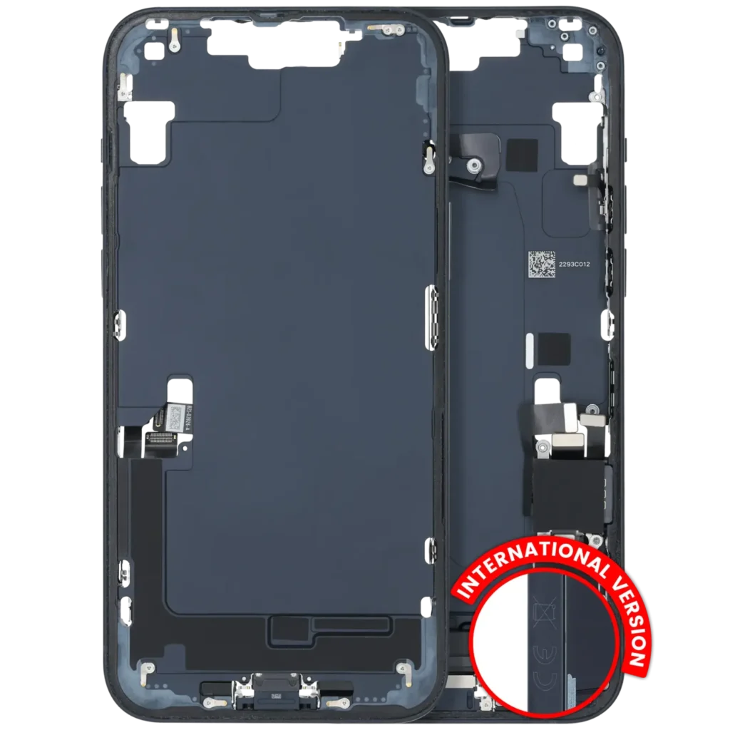 Mid-Frame Housing W/ Charging Port Flex & Small Parts For iPhone 14 Plus (EU / Global Version) (Used OEM Pull: Grade A) (Midnight)