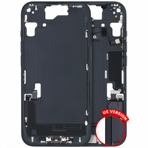 Mid-Frame Housing W/ Charging Port Flex & Small Parts For iPhone 15 (US Version) (Used OEM Pull: Grade C) (Black)