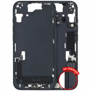 Mid-Frame Housing W/ Charging Port Flex & Small Parts For iPhone 15 (US Version) (Used OEM Pull: Grade A) (Black)