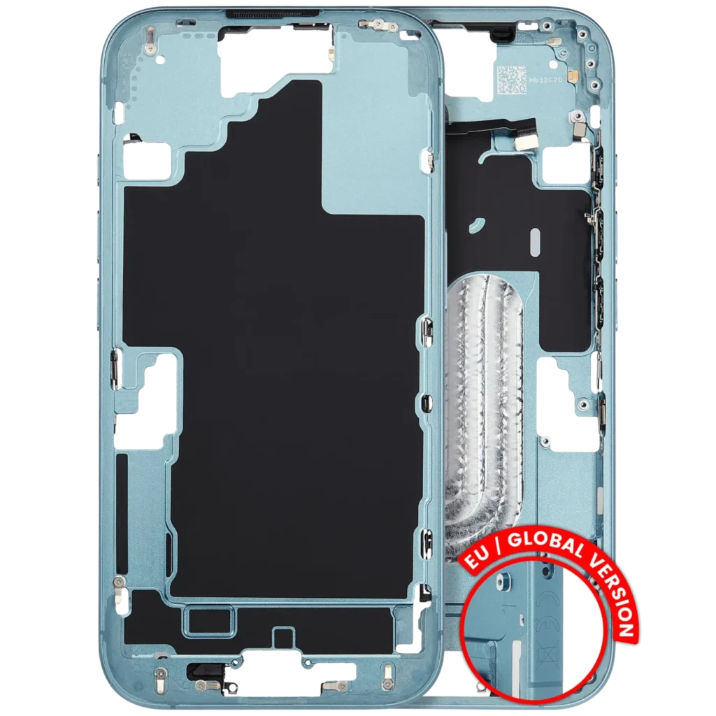 Mid-Frame Housing W/ Small Parts For iPhone 16 (EU / Global Version) (Used OEM Pull: Grade B) (Teal)