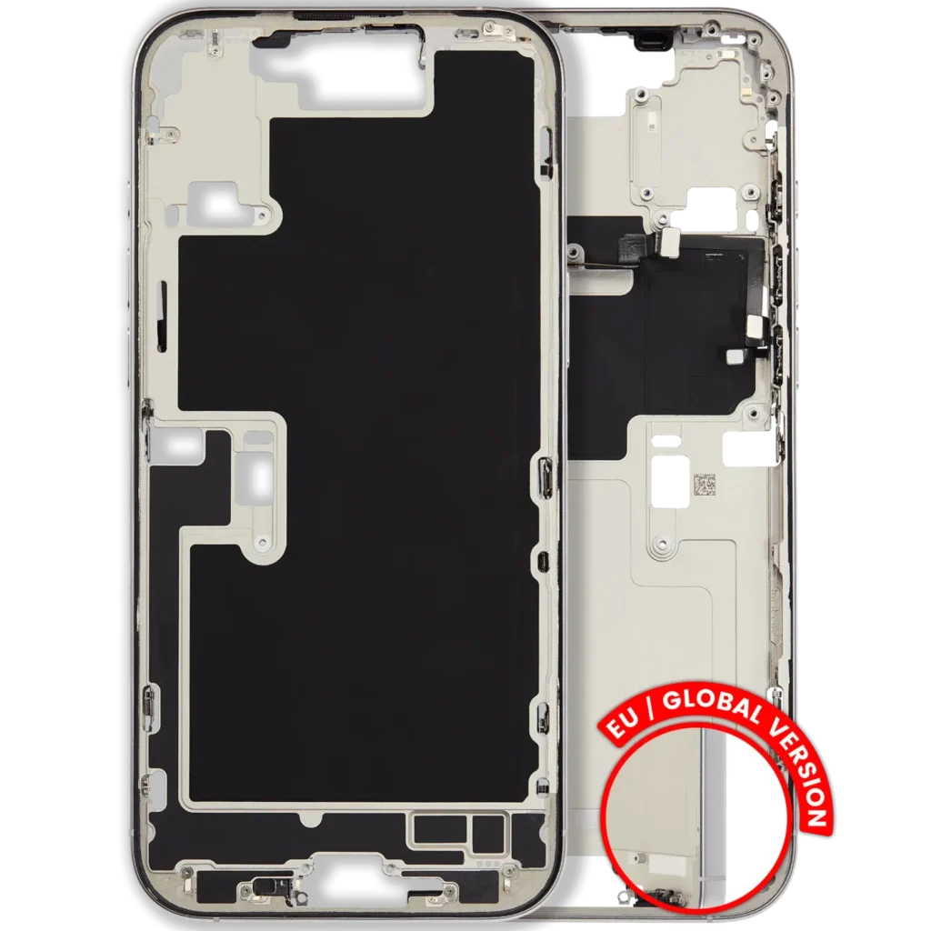 Mid-Frame Housing W/ Small Parts For iPhone 16 Pro Max (EU / Global Version) (Used OEM Pull: Grade C) (White Titanium)