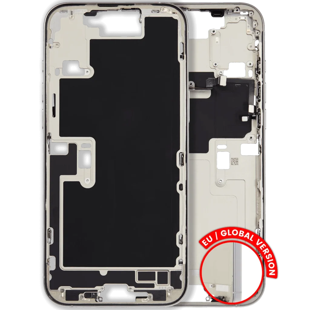 Mid-Frame Housing W/ Small Parts For iPhone 16 Pro Max (EU / Global Version) (Used OEM Pull: Grade B) (White Titanium)