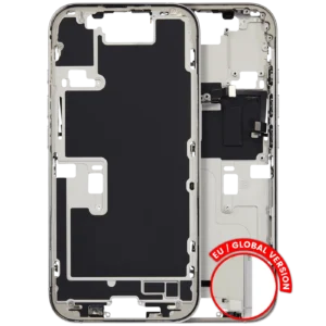 Mid-Frame Housing W/ Small Parts For iPhone 16 Pro (EU / Global Version) (Used OEM Pull: Grade B) (White Titanium)