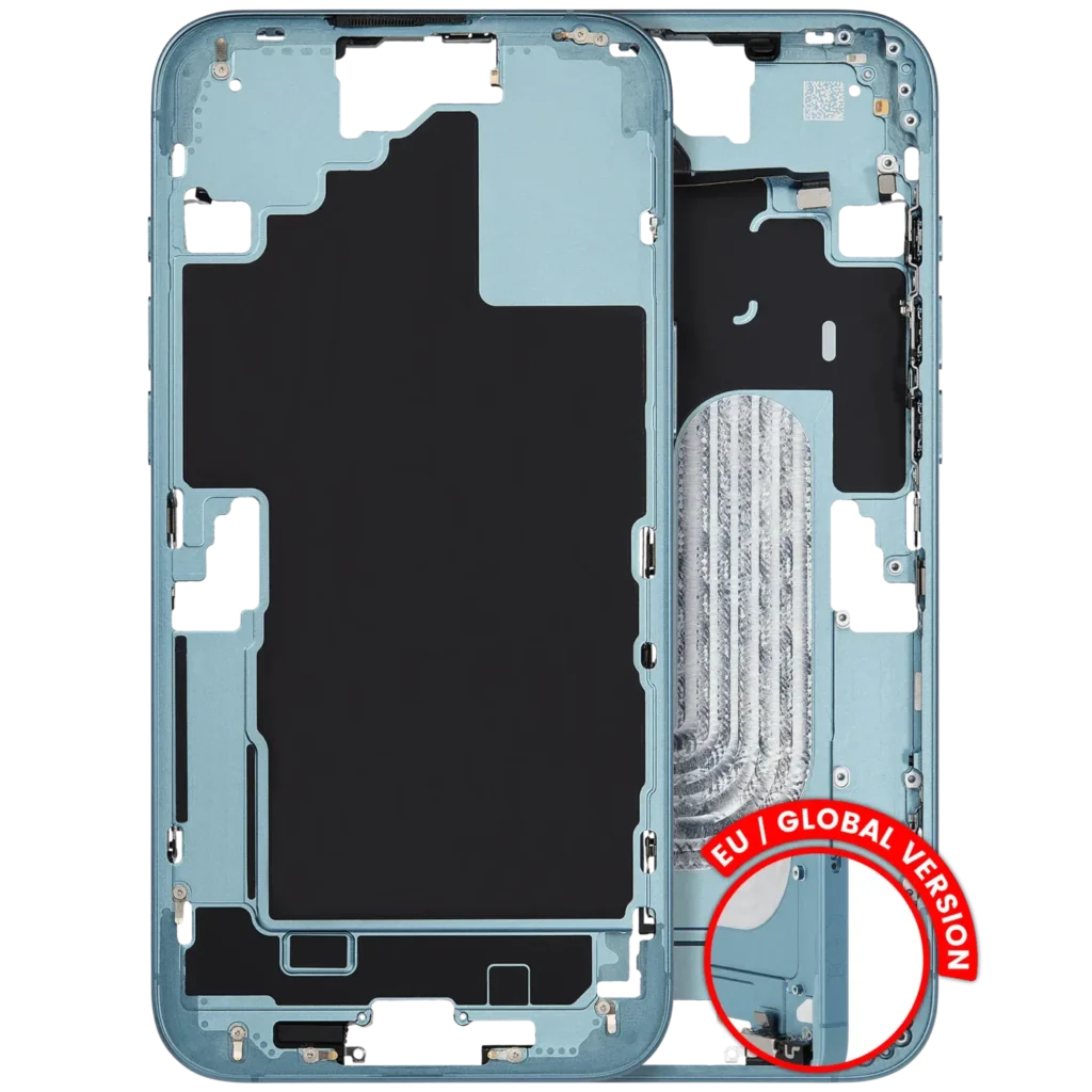 Mid-Frame Housing W/ Small Parts For iPhone 16 Plus (EU / Global Version) (Used OEM Pull: Grade B) (Teal)