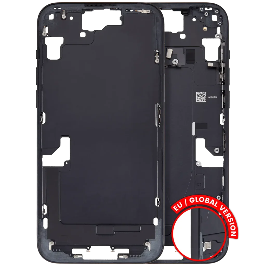 Mid-Frame Housing W/ Small Parts For iPhone 15 Plus (EU / Global Version) (Used OEM Pull: Grade B) (Black)