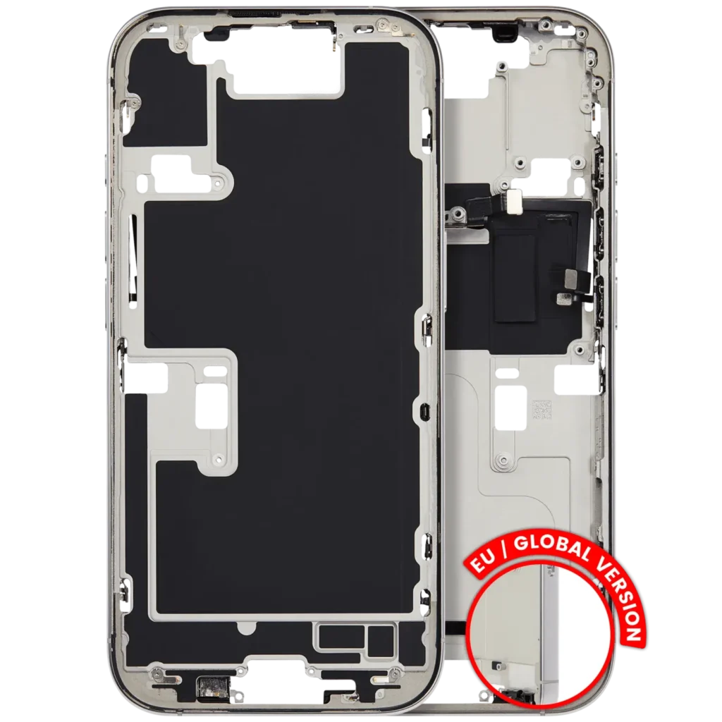 Mid-Frame Housing W/ Small Parts For iPhone 16 Pro (EU / Global Version) (Used OEM Pull: Grade A) (White Titanium)