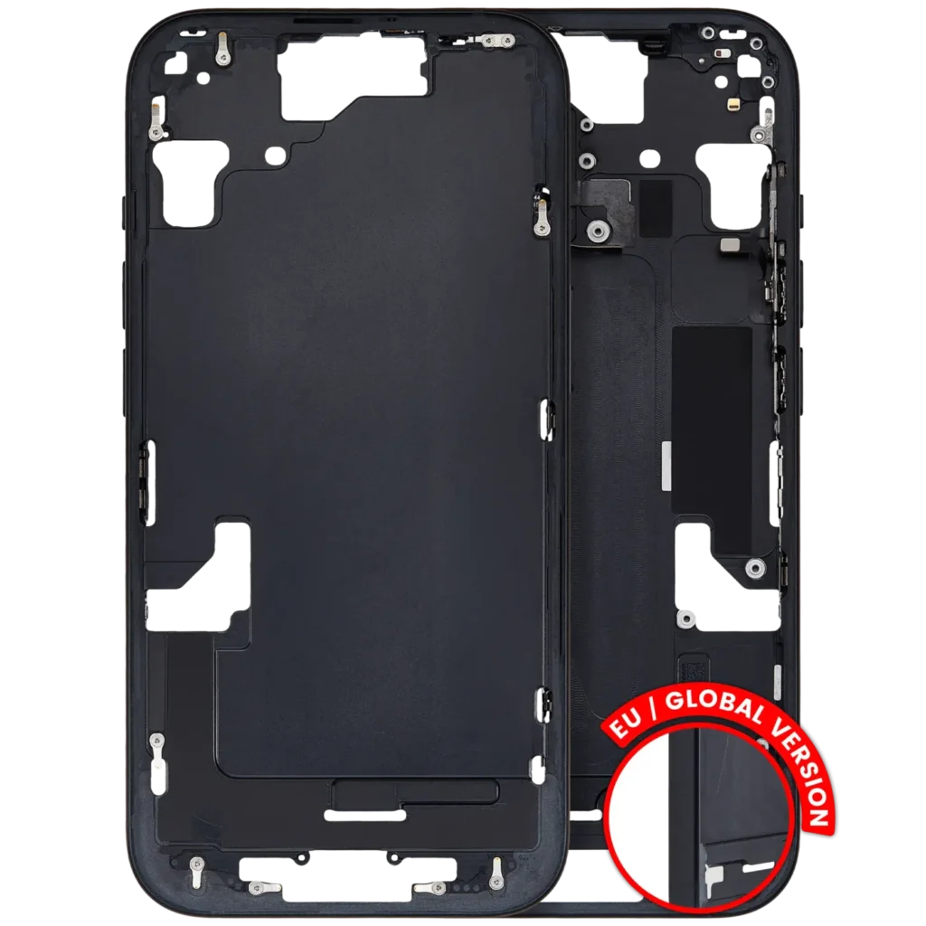 Mid-Frame Housing W/ Small Parts For iPhone 15 (EU / Global Version) (Used OEM Pull: Grade B) (Black)