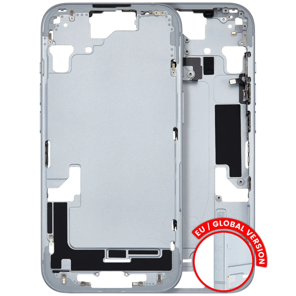 Mid-Frame Housing W/ Small Parts For iPhone 15 (EU / Global Version) (Used OEM Pull: Grade B) (Blue)