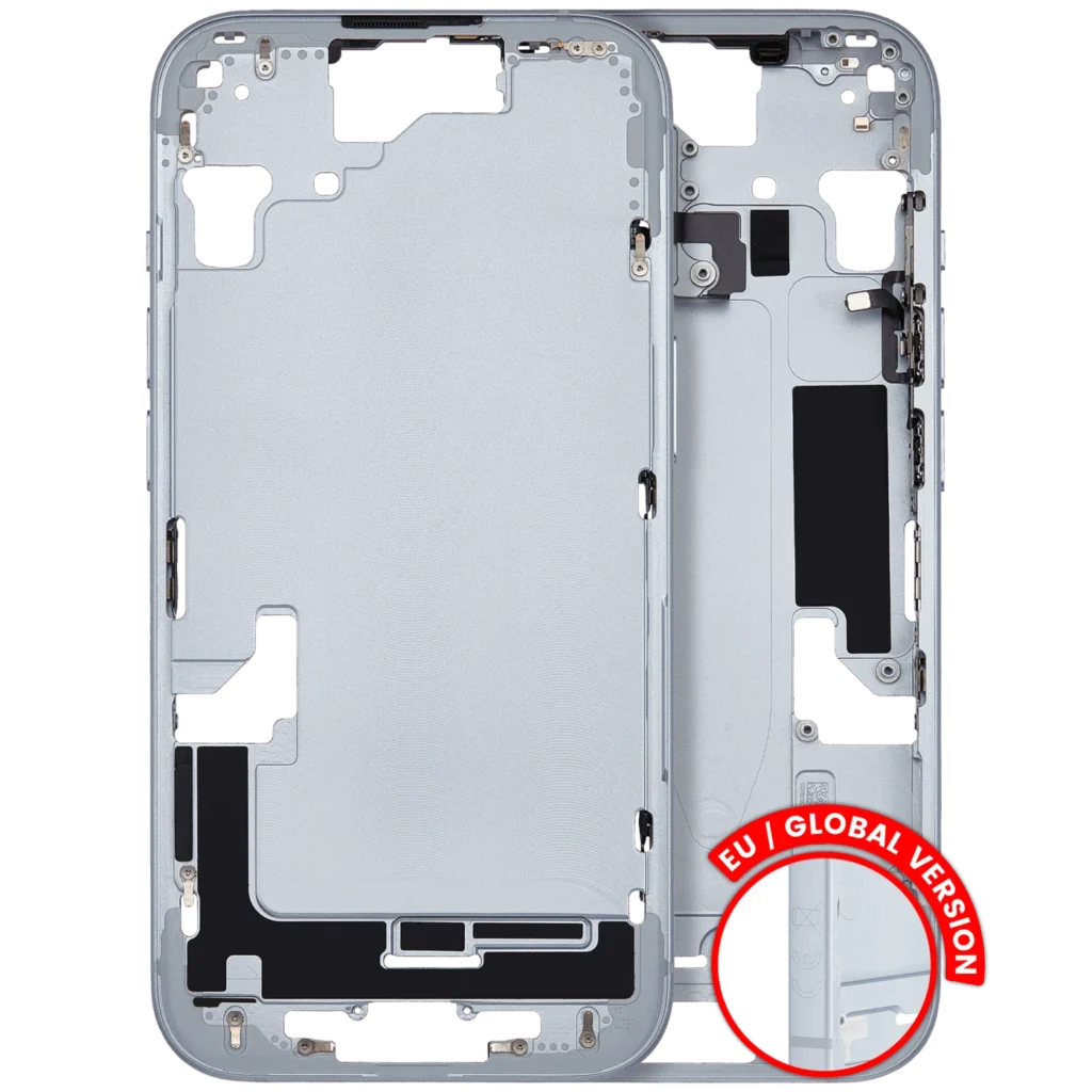 Mid-Frame Housing W/ Small Parts For iPhone 15 (EU / Global Version) (Used OEM Pull: Grade A) (Blue)