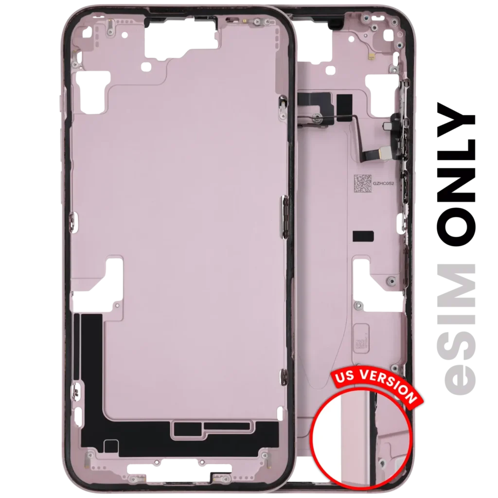 Mid-Frame Housing W/ Small Parts For iPhone 15 Plus (US Version) (Used OEM Pull: Grade C) (Pink)