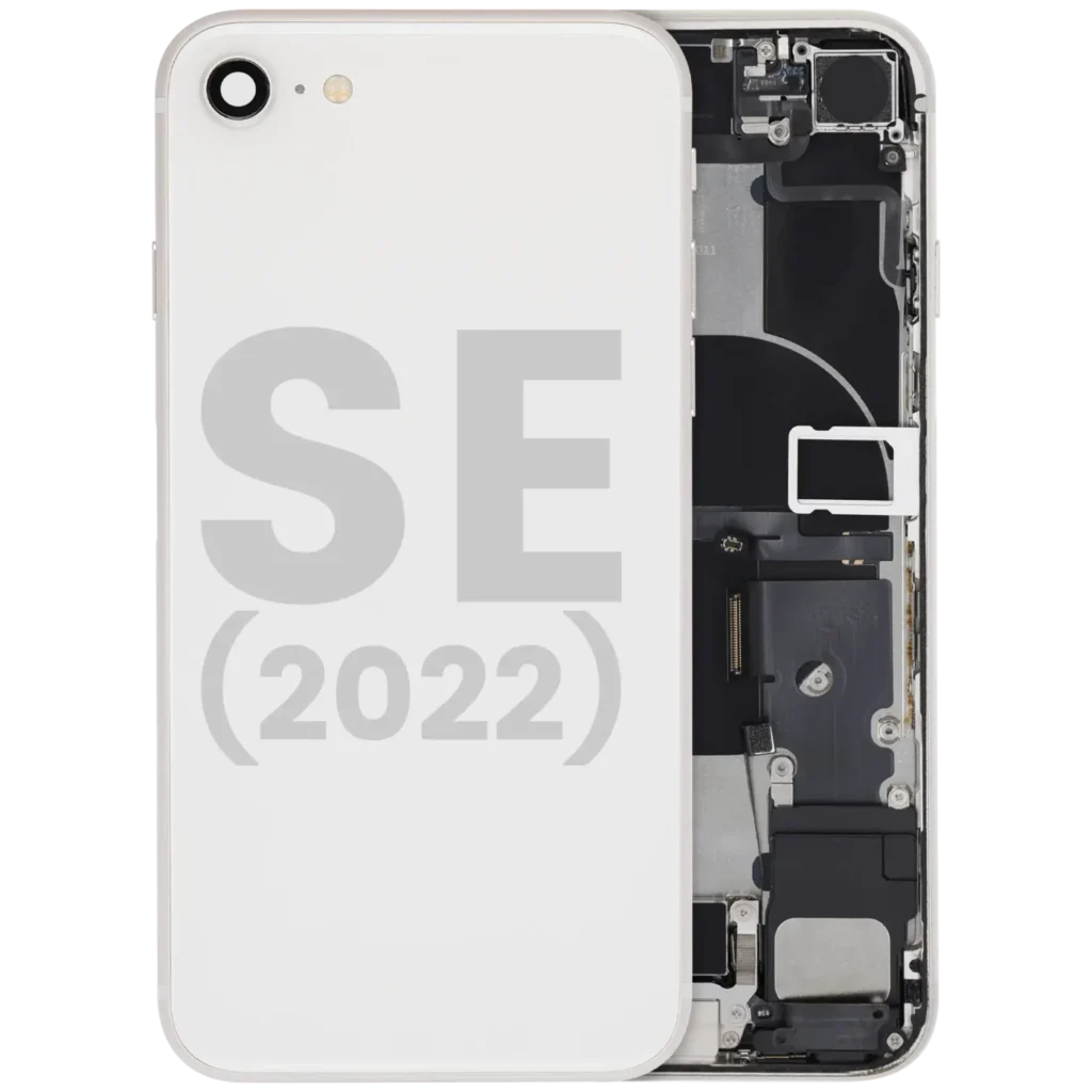Back Housing W/ Charging Port Flex and Small Components Pre-Installed For iPhone SE (2022) (Used OEM Pull: Grade A) (Starlight)