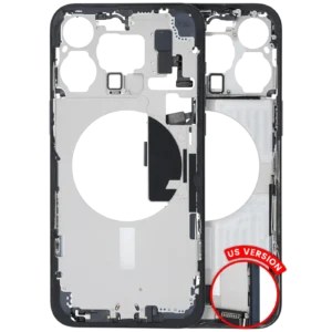 Mid-Frame Housing W/ Charging Port Flex & Small Parts For iPhone 15 Pro Max (US Version) (Used OEM Pull: Grade B) (Blue Titanium)
