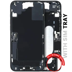 Mid-Frame Housing W/ Charging Port Flex & Small Parts For iPhone 16 Plus (EU / Global Version) (Used OEM Pull: Grade C) (Black)