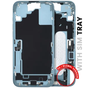Mid-Frame Housing W/ Charging Port Flex & Small Parts For iPhone 16 Plus (EU / Global Version) (Used OEM Pull: Grade C) (Teal)