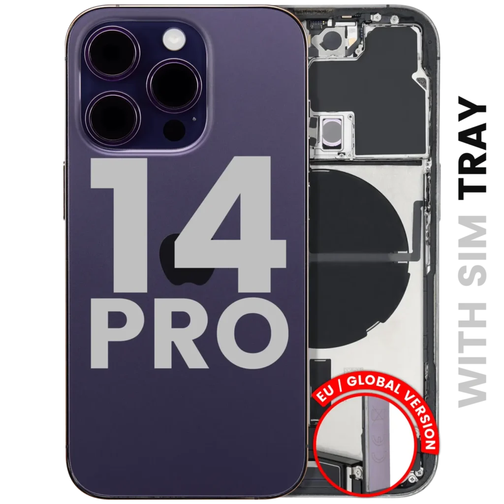 Back Housing W/ Charging Port Flex & Small Parts For iPhone 14 Pro (EU / Global Version) (Used OEM Pull: Grade B) (Deep Purple)