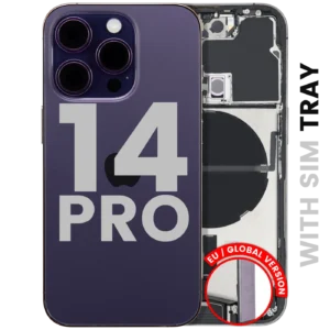 Back Housing W/ Charging Port Flex & Small Parts For iPhone 14 Pro (EU / Global Version) (Used OEM Pull: Grade B) (Deep Purple)