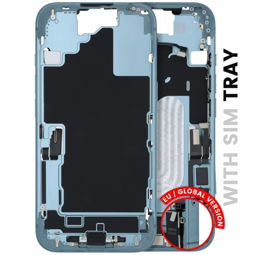 Mid-Frame Housing W/ Charging Port Flex & Small Parts For iPhone 16 (EU / Global Version) (Used OEM Pull: Grade A) (Teal)