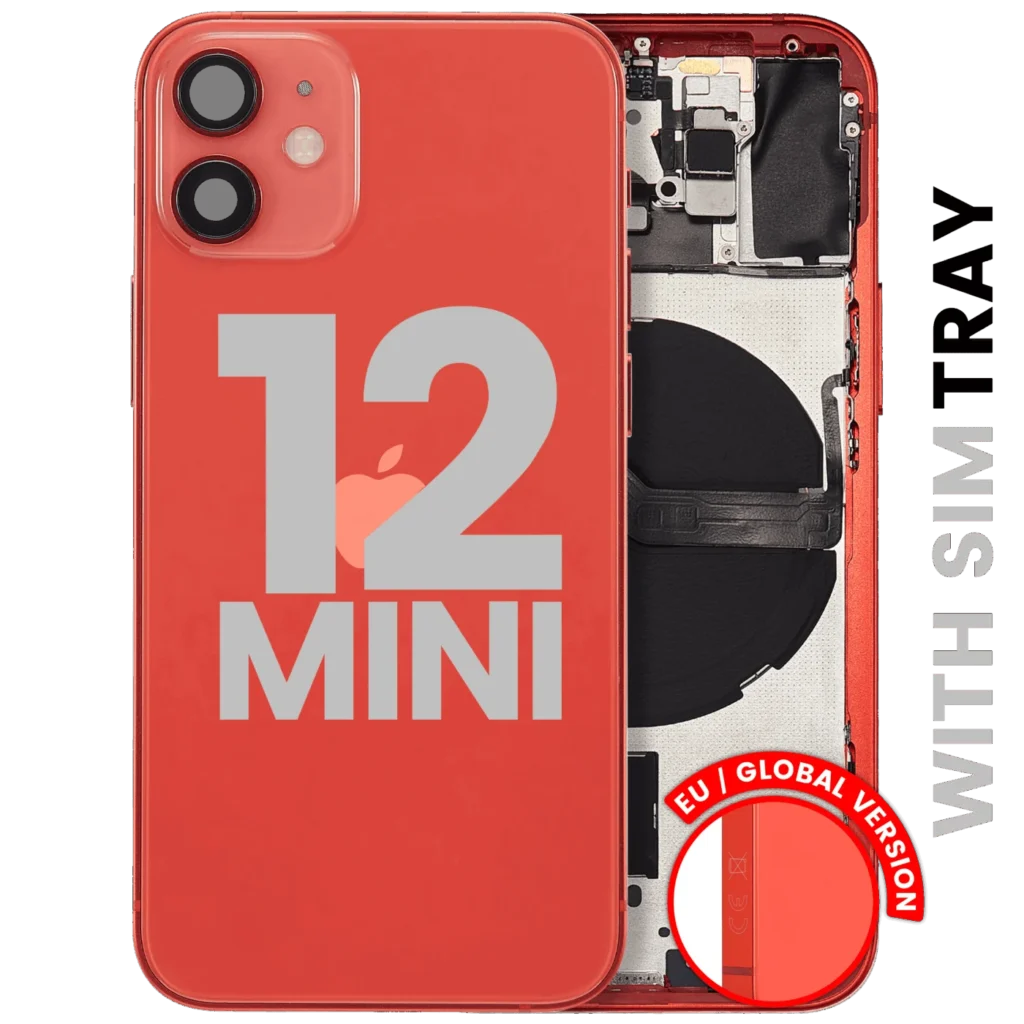Back Housing W/ Small Parts For iPhone 12 Mini (EU / Global Version) (Used OEM Pull: Grade A) (Red)
