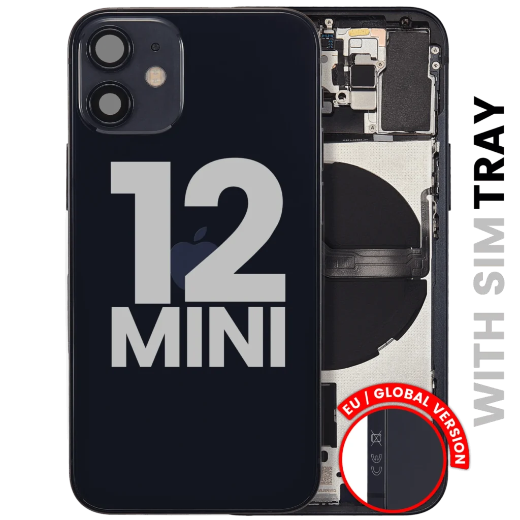 Back Housing W/ Small Parts For iPhone 12 Mini (EU / Global Version) (Used OEM Pull: Grade B) (Black)