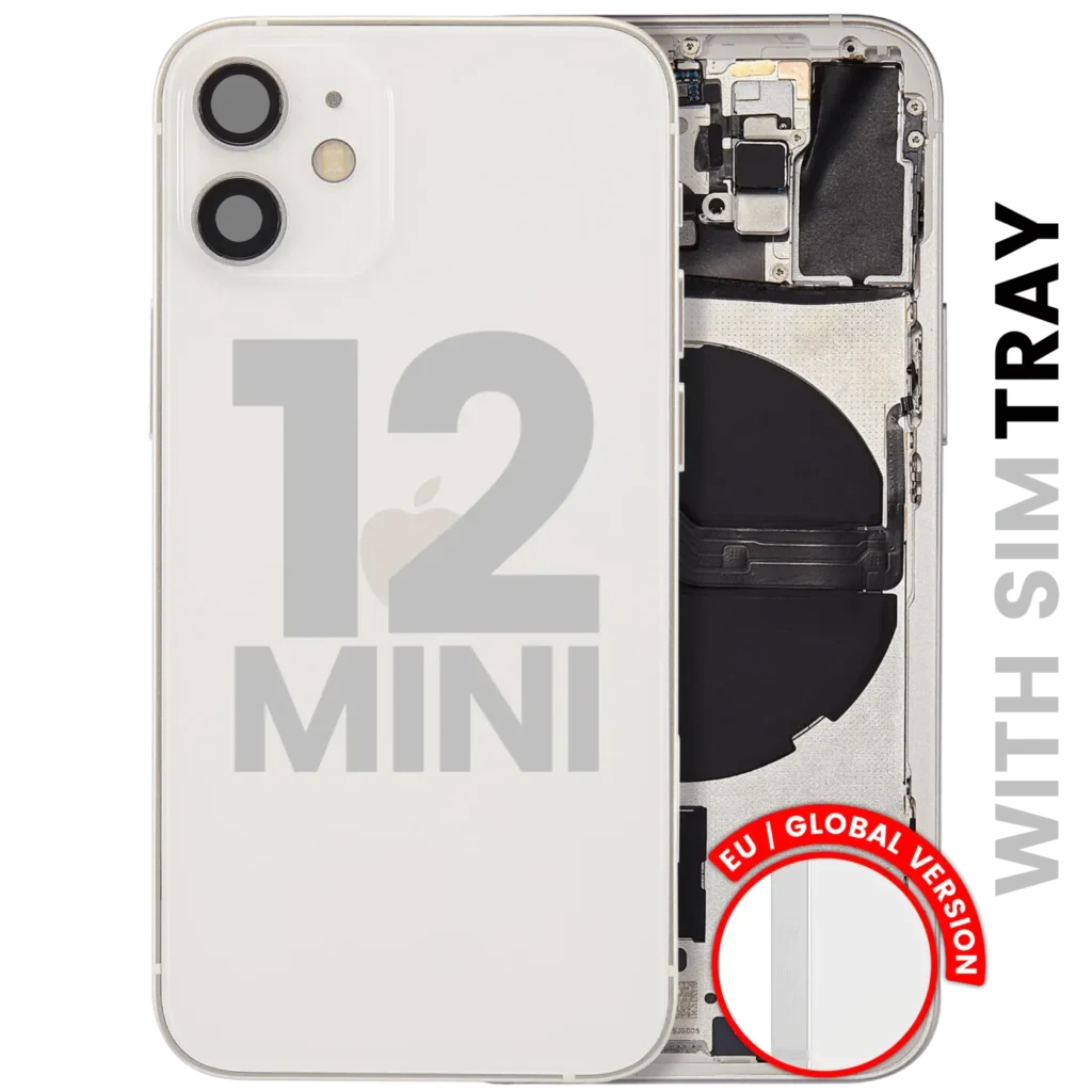 Back Housing W/ Small Parts For iPhone 12 Mini (EU / Global Version) (Used OEM Pull: Grade B) (White)