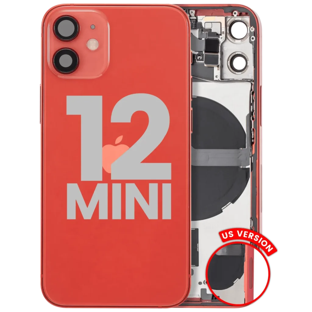 Back Housing W/ Small Parts For iPhone 12 Mini (US Version) (Used OEM Pull: Grade A) (Red)