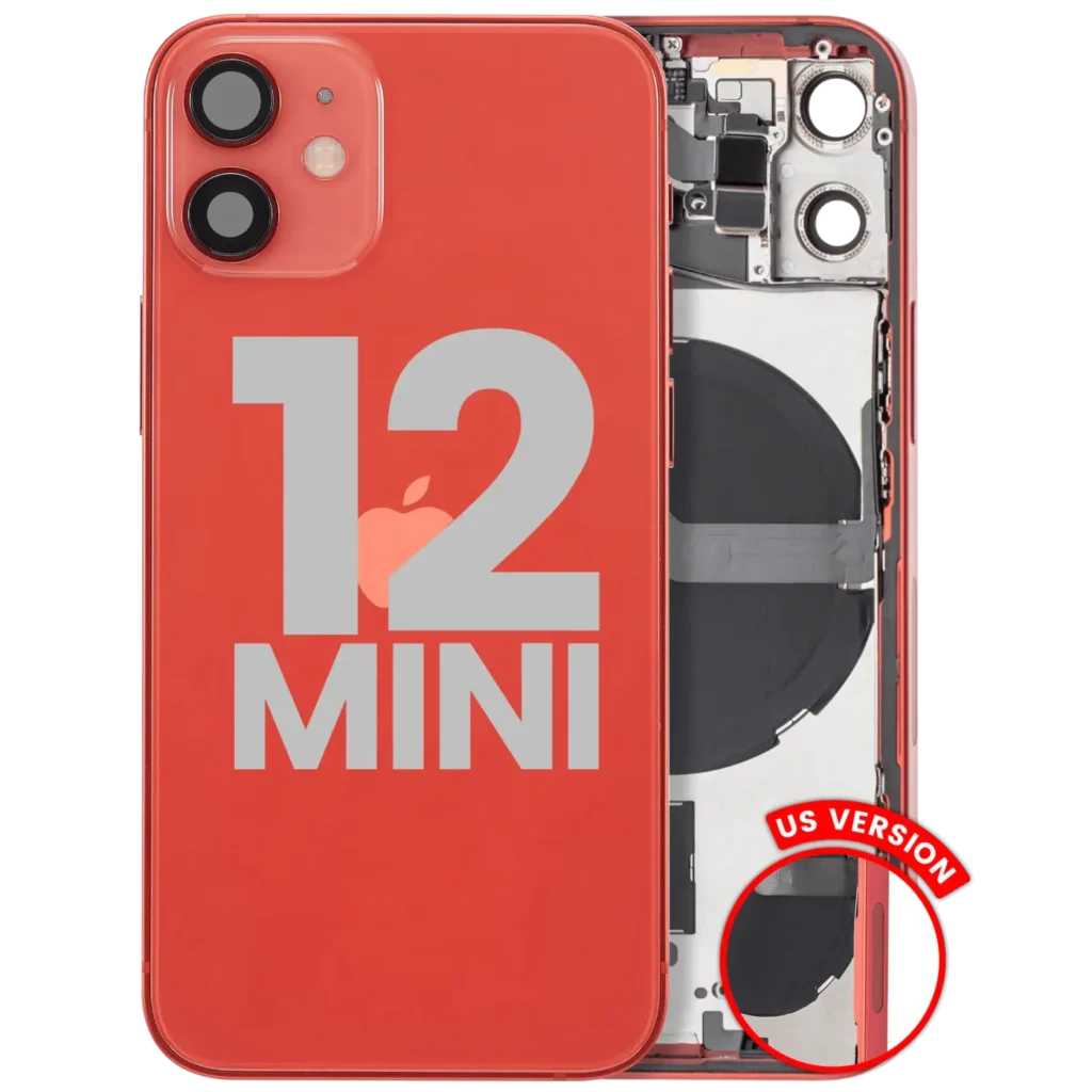 Back Housing W/ Small Parts For iPhone 12 Mini (US Version) (Used OEM Pull: Grade B) (Red)