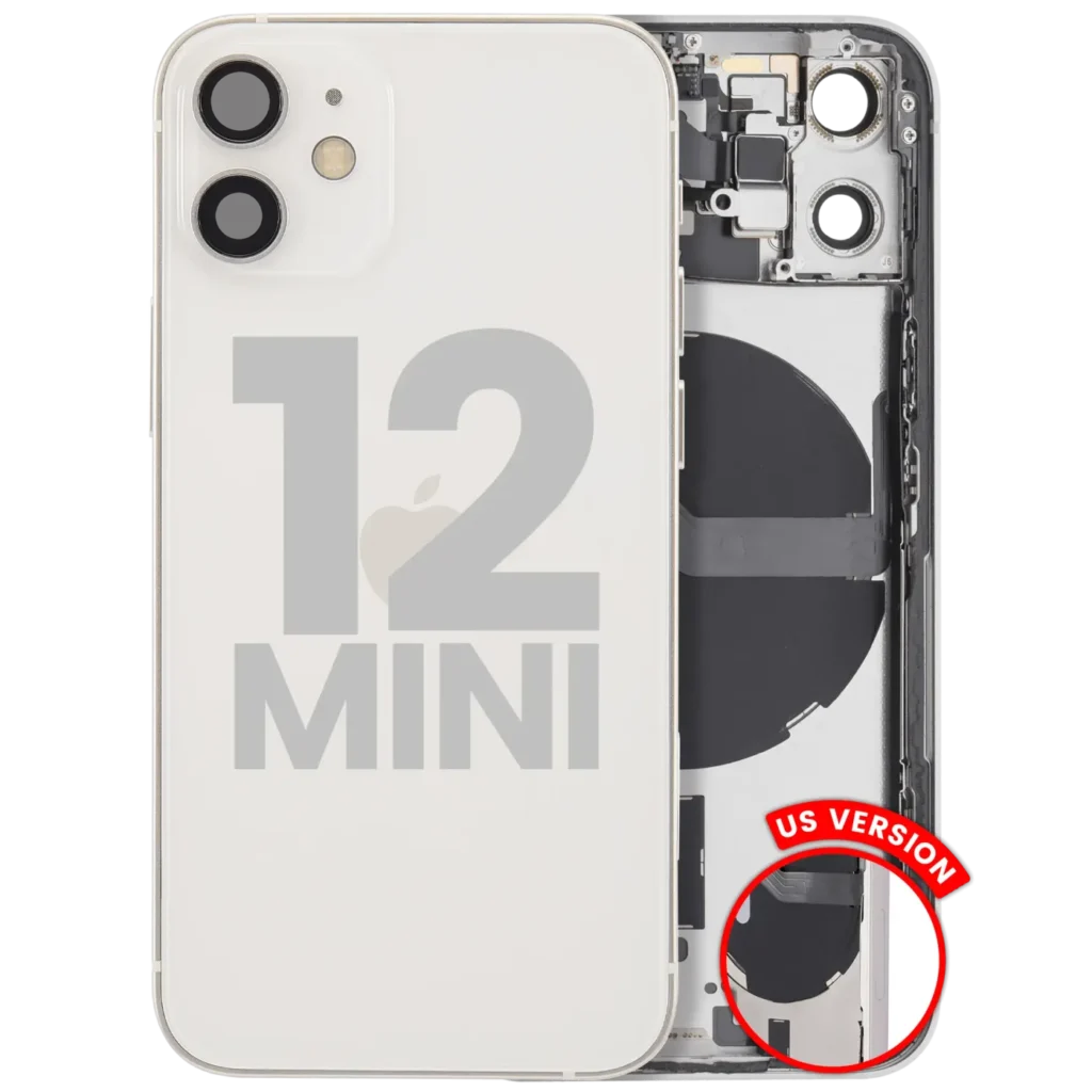 Back Housing W/ Small Parts For iPhone 12 Mini (US Version) (Used OEM Pull: Grade B) (White)