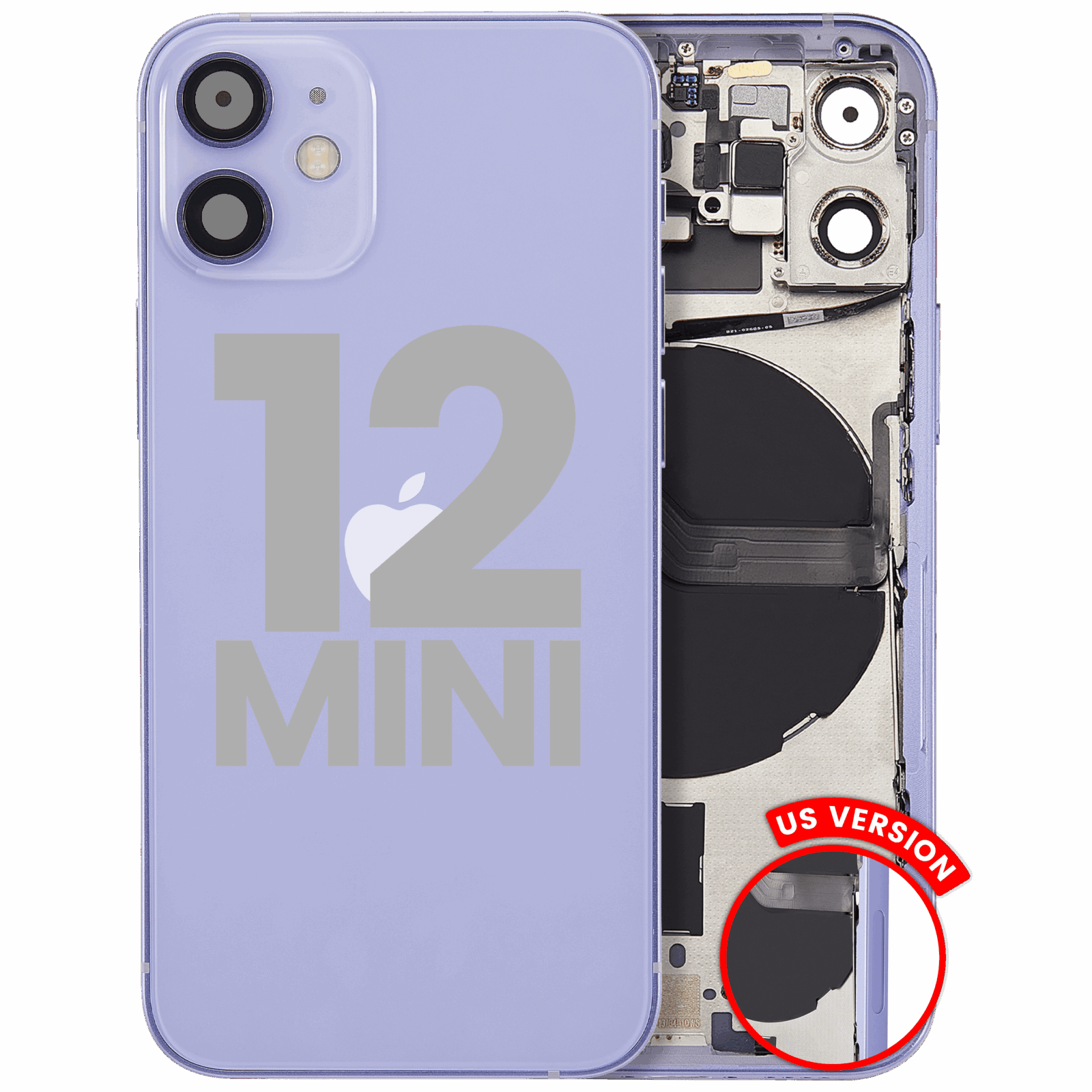 Back Housing W/ Small Parts For iPhone 12 Mini (US Version) (Used OEM Pull: Grade C) (Purple)