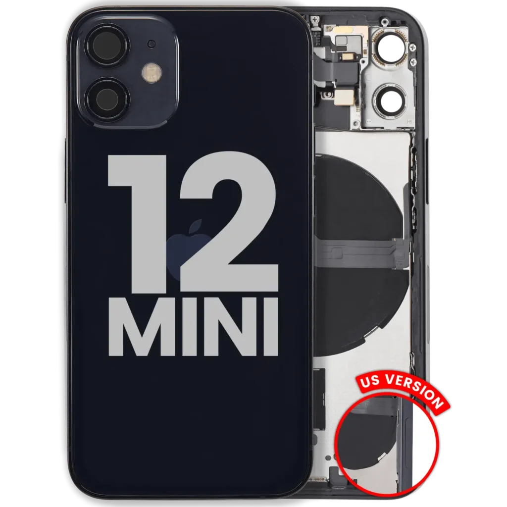 Back Housing W/ Small Parts For iPhone 12 Mini (US Version) (Used OEM Pull: Grade C) (Black)