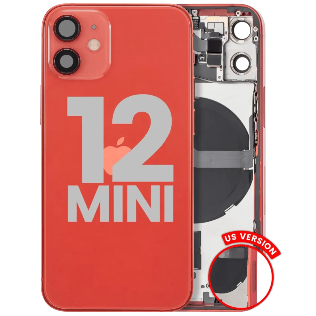 Back Housing W/ Small Parts For iPhone 12 Mini (US Version) (Used OEM Pull: Grade C) (Red)