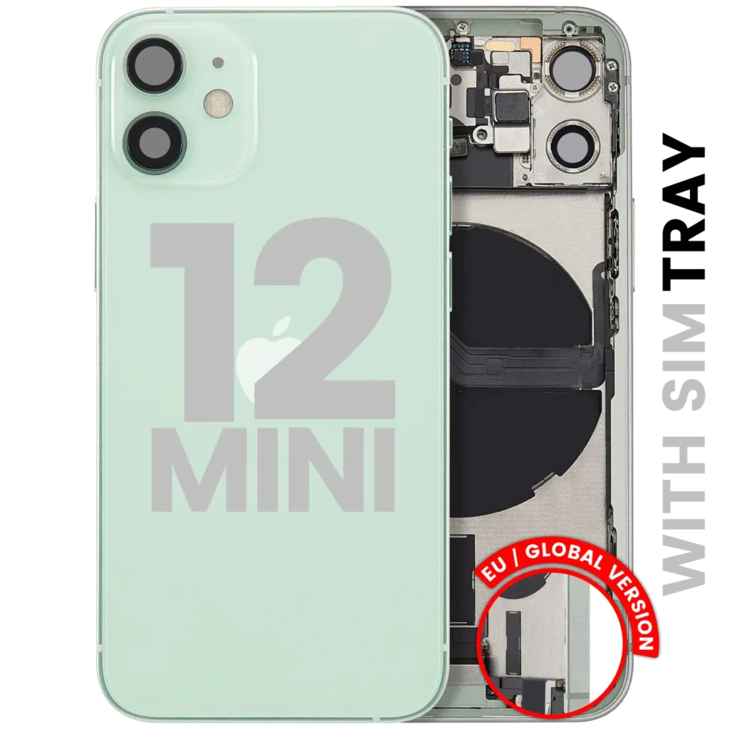 Back Housing W/ Charging Port Flex & Small Parts For iPhone 12 Mini (EU / Global Version) (Used OEM Pull: Grade A) (Green)