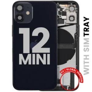 Back Housing W/ Charging Port Flex & Small Parts For iPhone 12 Mini (EU / Global Version) (Used OEM Pull: Grade B) (Black)