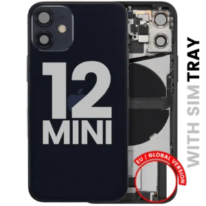 Back Housing W/ Charging Port Flex & Small Parts For iPhone 12 Mini (EU / Global Version) (Used OEM Pull: Grade C) (Black)