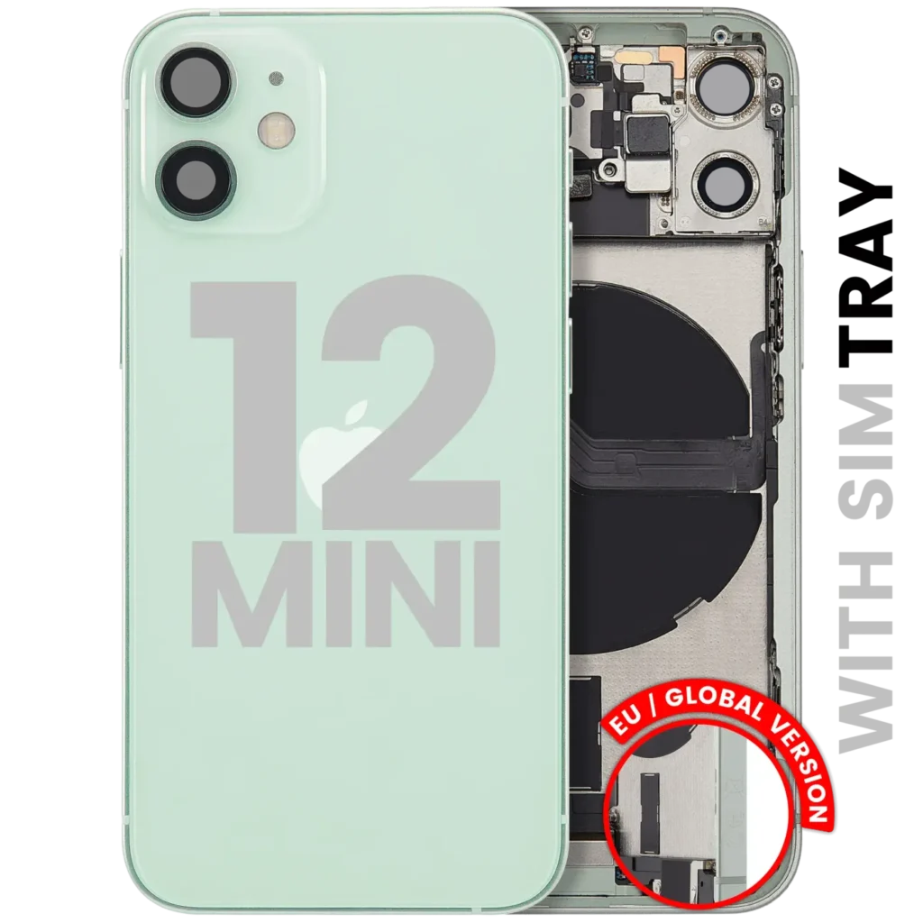 Back Housing W/ Charging Port Flex & Small Parts For iPhone 12 Mini (EU / Global Version) (Used OEM Pull: Grade C) (Green)