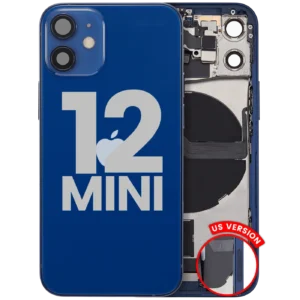 Back Housing W/ Charging Port Flex & Small Parts For iPhone 12 Mini (US Version) (Used OEM Pull: Grade A) (Blue)