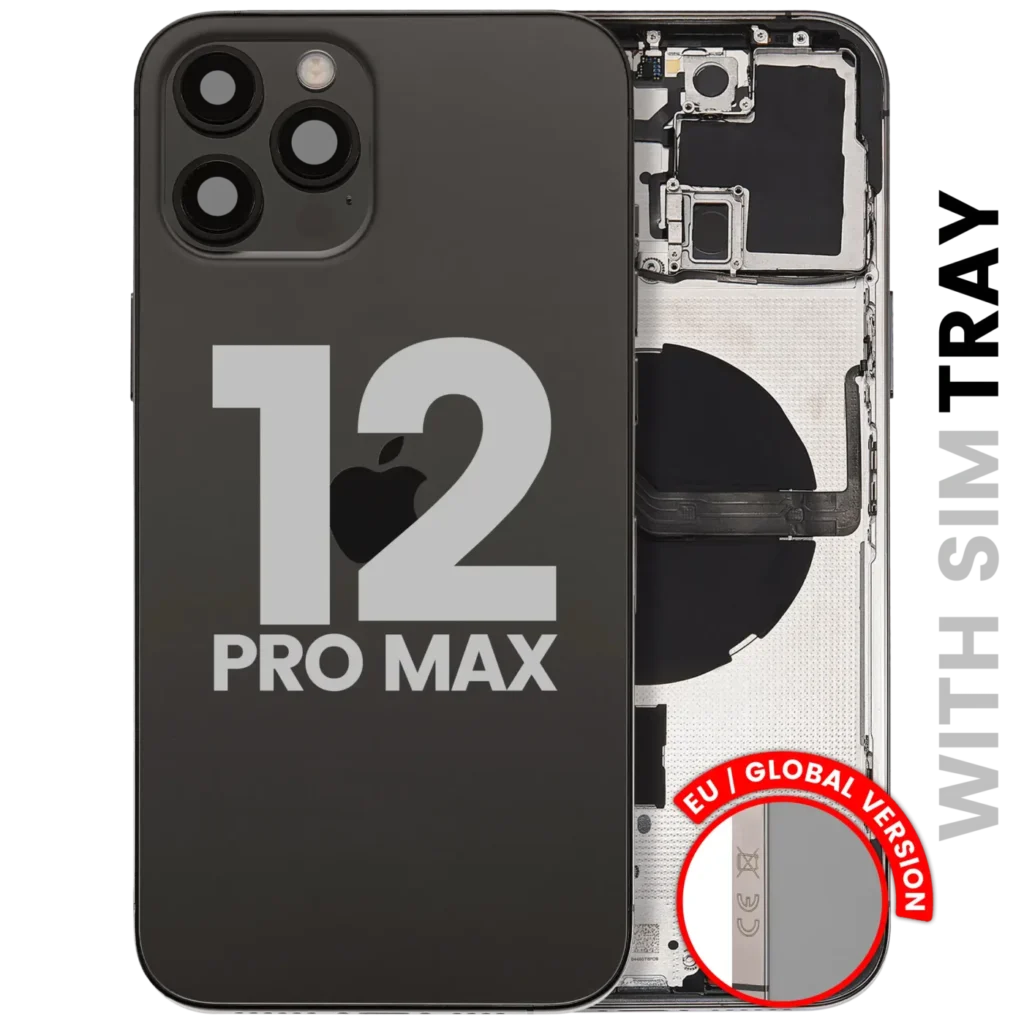 Back Housing W/ Small Parts For iPhone 12 Pro Max (EU / Global Version) (Used OEM Pull: Grade A) (Graphite)